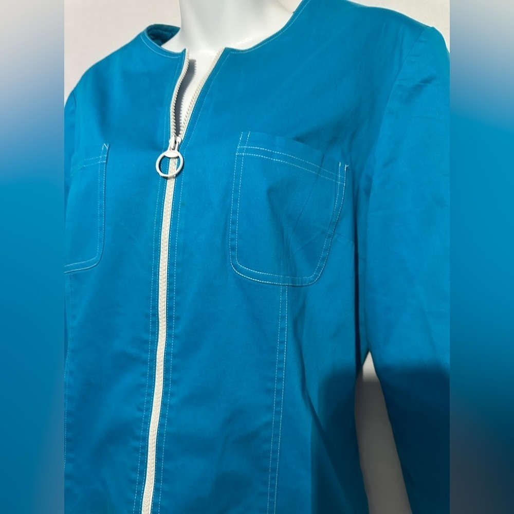 Maggie L Women’s Blue Zip-Up Jacket | Size Large | Lightweight Casual Layer - Picture 2 of 4
